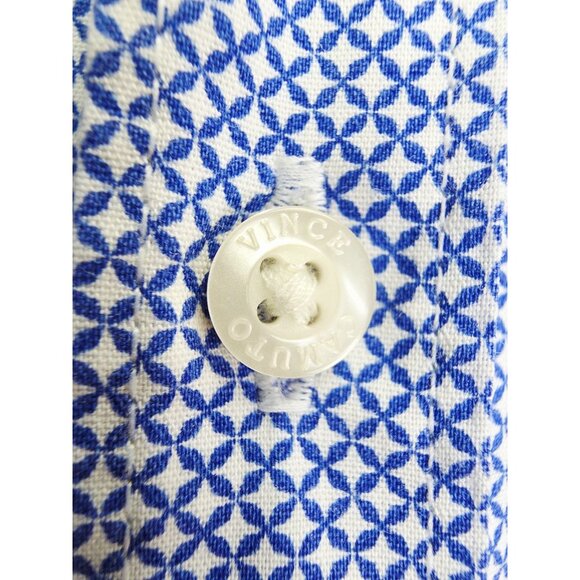 Vince Camuto Slim Fit Spread Collar Size 16 32-33 Mens Blue White Pattern Shirt - Picture 7 of 10